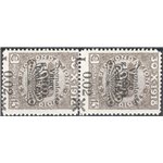 Terre Redente - Fiume - 1921 - Segnatasse Fondazione Studio L. 0,02 su 15 c. grigio bruno, coppia verticale con soprast. forteme