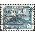 Terre Redente - Fiume - 1921 - Segnatasse Fondazione Studio L. 0,30 su 1 c. con soprast. capovolta, n° 31d. Cert.: IC. Cat. € 40