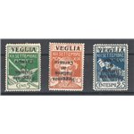 Terre Redente - Fiume - Veglia - 1920 - Reggenza Italiana del Carnaro con soprast. capovolta, n° 1b + 3b + 4b. Cert.: IC. Cat. €