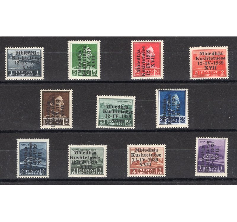 Occup. Italiane - Albania - 1939 - Assemblea Costituente, serie n° 1/11. Cert.: Biondi. Cat. € 350 (**)