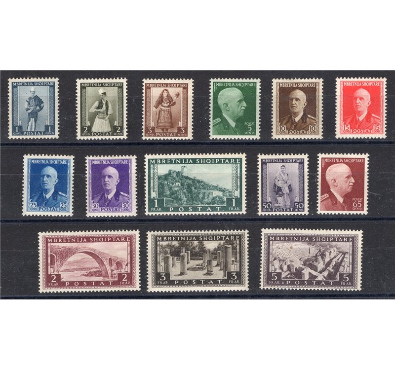 Occup. Italiane - Albania - 1939/40 - Ordinaria serie n° 16/29. Cert.: IC. Cat. € 875 (**)