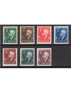 Occup. Italiane - Albania - 1942 - Unione Italo - Albanese, serie n° 30/36. Cert.: Biondi. Cat. € 400 (**)