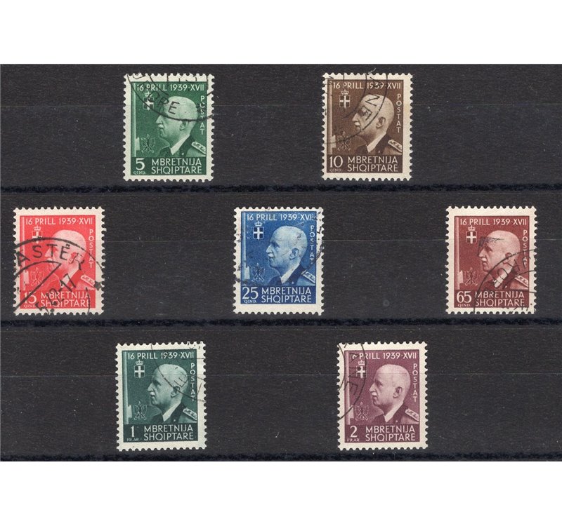 Occup. Italiane - Albania - 1942 - Unione Italo - Albanese, serie n° 30/36. Cat. € 250 (U)