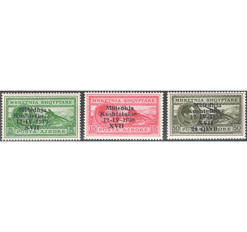 Occup. Italiane - Albania - 1939 - P.A. Assemblea Costituente, serie n° 1/3. Cat. € 80 (**)