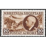 Occup. Italiane - Albania - 1939 - P.A. Vittorio Emanuele 20 q. bruno, n° 4. Cert.: IC. Cat. € 400 (**)