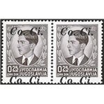 Occup. Italiane - Lubiana - 1941 - Francobolli di Jugoslavia Re Pietro 25 p. nero in coppia con doppia soprast. "Co. Ci." di cui
