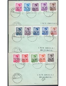 Occup. Italiane - Lubiana - 26/4/1941 - Tre lettere non viaggiate affrancate con serie Re Pietro formato grande con soprastampa 