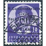 Occup. Italiane - Lubiana - 1941 - Francobollo di Jugoslavia Re Pietro formato piccolo 10 d. violetto vivo con soprast. modifica