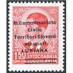 Occup. Italiane - Lubiana - 1941 - Francobollo di Jugoslavia Re Pietro 1,50 d. rosso con soprast. “R. Commissariato Civile Terri