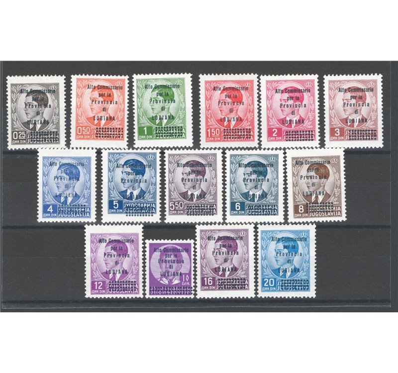 Occup. Italiane - Lubiana - 1941 - Francobolli di Jugoslavia Re Pietro con soprast. "Alto Commissariato per la Provincia di Lubi
