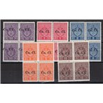 Occup. Italiane - Lubiana - 1941 - Segnatasse. soprast. "Co. Ci." in quartina, serie n° 1/5. Cat. € 600++ (**)