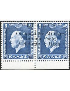 Occup. Italiane - Cefalonia e Itaca - Argostopoli - 1941 - Giorgio II 8 d. + 8 d. azzurro in coppia con la soprast. di Argostopo