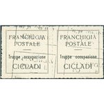 Occup. Italiane - Isole Cicladi - 1941 - Franchigia postale "Isole Cicladi" su carta bianca, coppia con doppia stampa, una delle