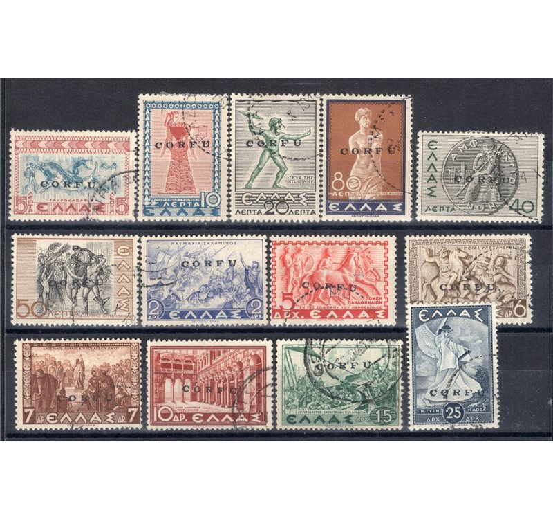 Occup. Italiane - Corfù - Occup. Militare Italiana - 1941 - Mitologica soprast., serie n° 19/31. Cert.: Biondi. Cat. € 975 (U)