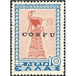 Occup. Italiane - Corfù - Occup. Militare Italiana - 1941 - Mitologica 10 lepta con errore "Tipy" soprast. invece che "Typi", n°