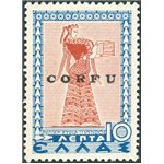 Occup. Italiane - Corfù - Occup. Militare Italiana - 1941 - Mitologica 10 lepta con errore "Tipy" soprast. invece che "Typi", n°