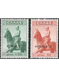Occup. Italiane - Corfù - Occup. Militare Italiana - 1941 - Monumento equestre, serie n° 32/33. Cert.: IC. Cat. € 875 (**)