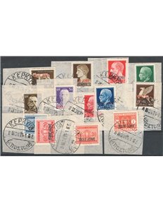 Occup. Italiane - Isole Jonie - 1941 - Emissione completa, n° 1/8 + P.A. 1 + St. 1/4 su frammenti. Cat. € 100 (U/Fr)
