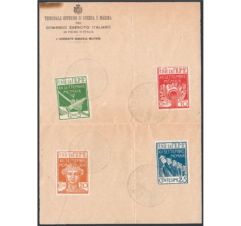 Occup. Italiane - Isole Jonie - 1941 - Emissione completa delle isole su cartoncino annullata con timbri completi di Corfù, n° 1