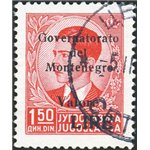 Occup. Italiane - Montenegro - 1942 - Re Pietro 1,50 d. rosso soprast. con valore in lire, pezzo chiave della serie, n° 41. Cert