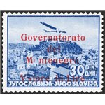 Occup. Italiane - Montenegro - 1942 - P.A. di Jugoslavia 30 d. oltremare con soprast. in rosso "Governatorato del Montenegro Val