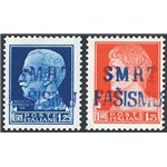 Occup. Italiane - Libero Montenegro - Partigiani di Lagosta - 1943 - Imperiale 1,25 £ soprast. violetta e 1,75 £ soprast. azzurr