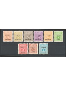 Occup. Straniere dei Territori Italiani - Occup. Angolo-Americana - Sicilia - 1943 - Cifra al centro, serie n° 1/9. Cat. € 55 (*