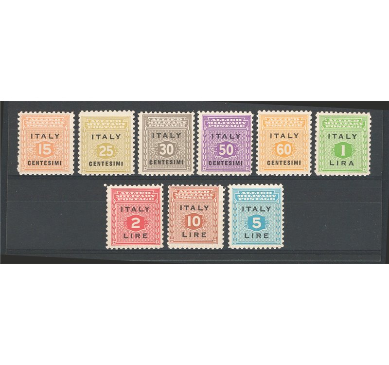 Occup. Straniere dei Territori Italiani - Occup. Angolo-Americana - Sicilia - 1943 - Cifra al centro, serie n° 1/9. Cat. € 55 (*
