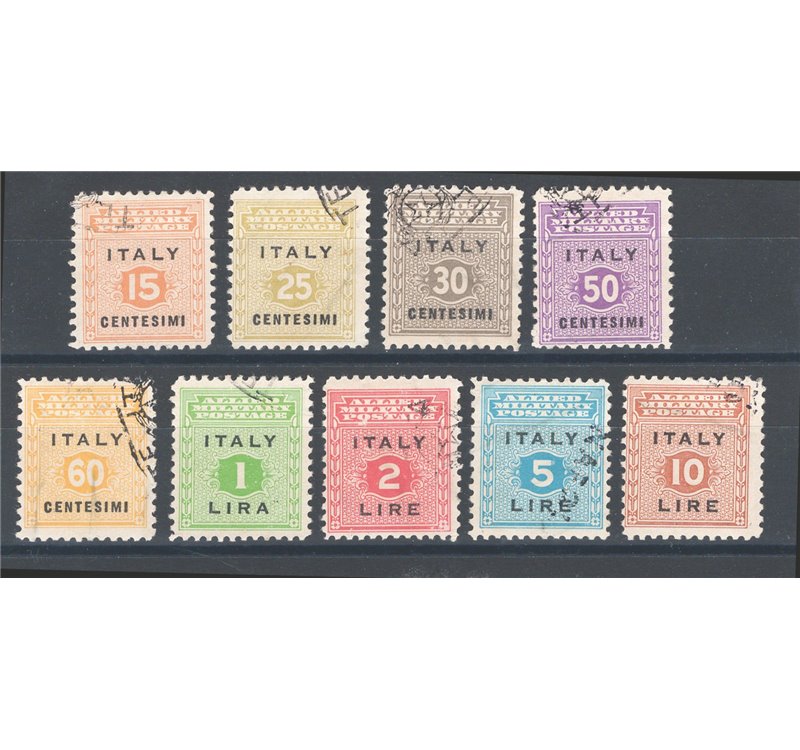 Occup. Straniere dei Territori Italiani - Occup. Angolo-Americana - Sicilia - 1943 - Cifra al centro, serie n° 1/9. Cat. € 65 (U