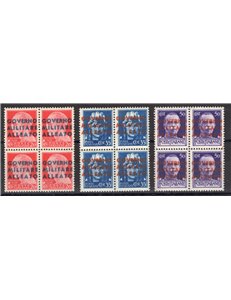 Occup. Straniere dei Territori Italiani - Occup. Anglo-Americana - Napoli - 1943 - Imperiale soprast., serie n° 10/12 in quartin