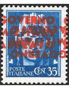 Occup. Straniere dei Territori Italiani - Occup. Anglo-Americana - Napoli - 1943 - Imperiale 35 c. azzurro con doppia soprast. "