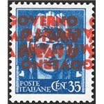 Occup. Straniere dei Territori Italiani - Occup. Anglo-Americana - Napoli - 1943 - Imperiale 35 c. azzurro con doppia soprast. "