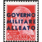 Occup. Straniere dei Territori Italiani - Occup. Anglo-Americana - Napoli - 1943 - Imperiale 20 c. carminio con soprast. di prov
