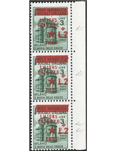 Occup. Straniere dei Territori Italiani - Occup. Jugoslava - Trieste - 1945 - Monumenti distrutti 2 £ su 3 verde mirto in strisc