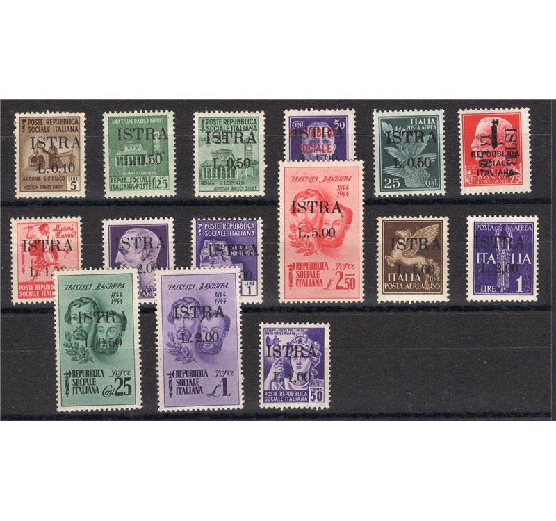 Occup. Straniere dei Territori Italiani - Occup. Jugoslava - Istria (Pola) - 1945 - Soprast. "Istra", serie n° 22/36. Cert.: IC.