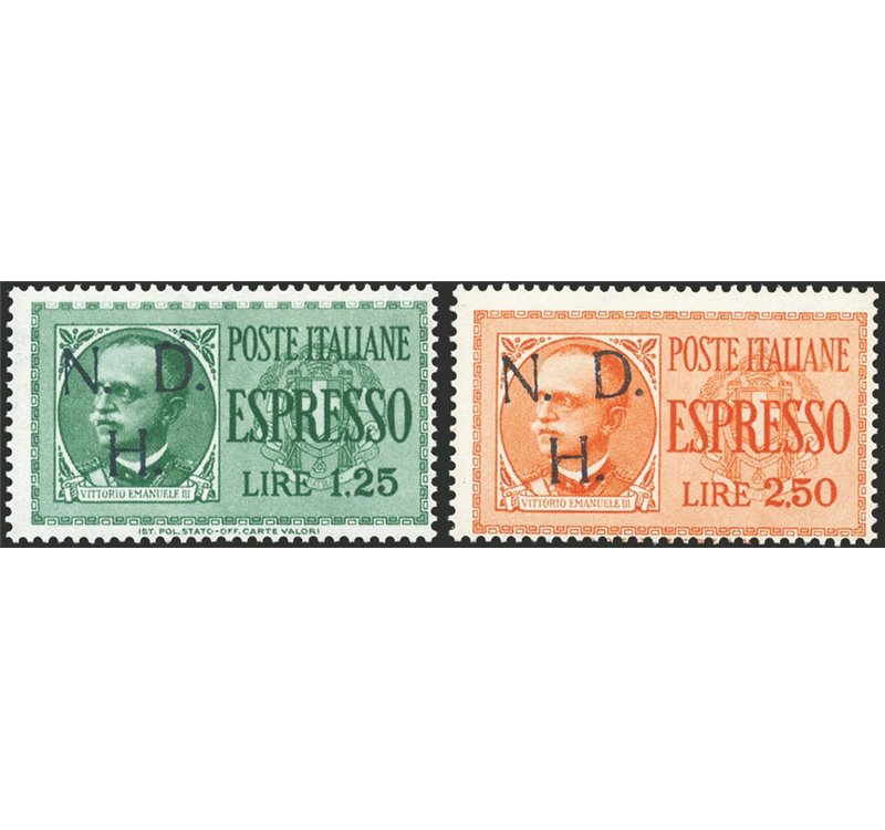 Occup. Straniere dei Territori Italiani - Occup. Jugoslava - Primosten - 1944 - Espressi con soprast. a mano N.D.H., tiratura 20