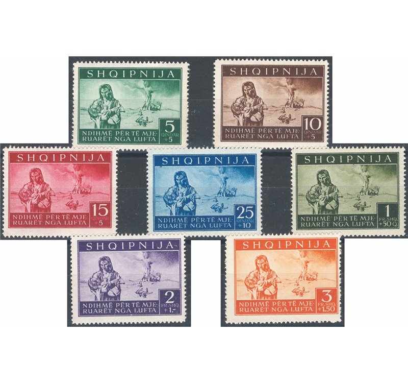Occup. Straniere dei Territori Italiani - Occup. Tedesca - Albania - 1944 - Pro sinistrati, serie n° 15/21. Cat. € 175 (**)