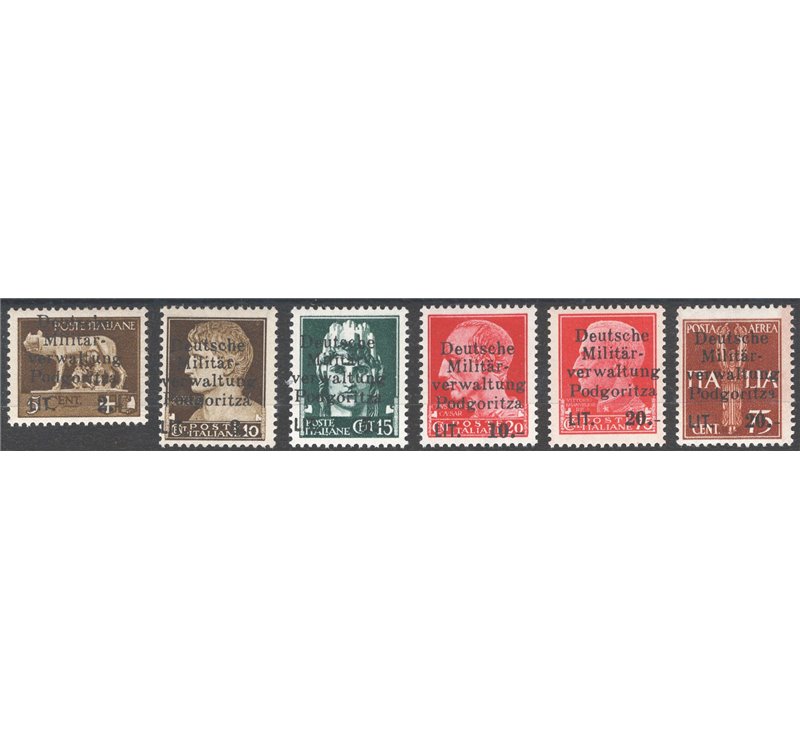Occup. Straniere dei Territori Italiani - Occup. Tedesca - Montenegro (Podgoritza) - 1944 - Imperiale e Pegaso con stessa sopras