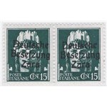Occup. Straniere dei Territori Italiani - Occup. Tedesca - Zara - 1943 - Imperiale 15 c. verde grigio in coppia orizzontale con 