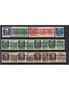 Occup. Straniere dei Territori Italiani - Occup. Tedesca - Zara - 1943 - Soprast. serie n° 24/34 + Ex 3-4. Cert.: IC. Cat. € 1.5