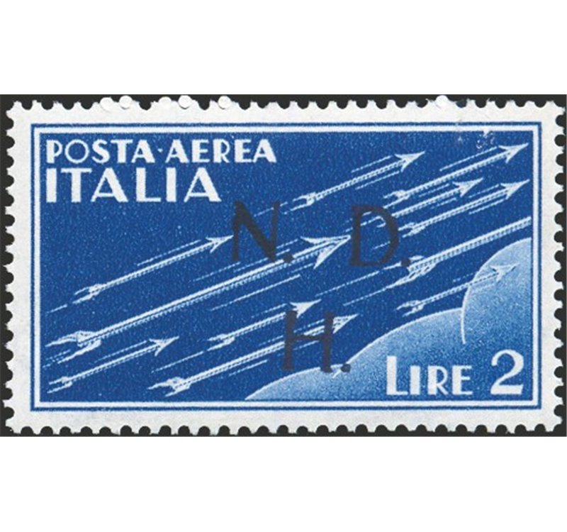 Occup. Straniere dei Territori Italiani - Occup. Croata - Sebenico - 1944 - P.A. Pegaso 2 £ azzurro con soprast. N.D.H., uno dei