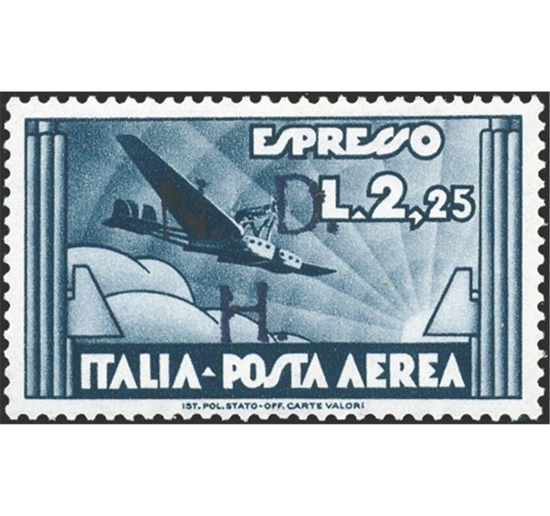 Occup. Straniere dei Territori Italiani - Occup. Croata - Sebenico - 1944 - P.A. Aeroespresso 2,25 £ con soprast. N.D.H., uno de