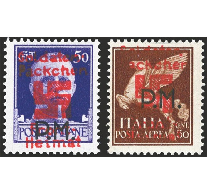 Occup. Straniere dei Territori Italiani - Occup. Tedesca - Egeo - Salonicco - Posta militare Imperiale 50 c. + P.A. 50 c. con so