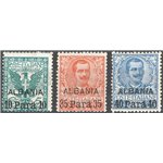 Uff. Post. all'Estero - Levante - Albania - 1907 - Soprast. serie n° 1/3. Cat. € 100 (**)