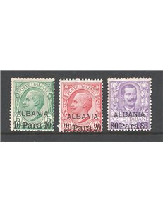 Uff. Post. all'Estero - Levante - Albania - 1907 - Soprast. serie n° 7/9. Cat. € 180 (*)