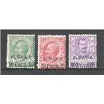Uff. Post. all'Estero - Levante - Albania - 1907 - Soprast. serie n° 7/9. Cat. € 180 (*)