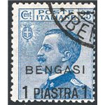 Uff. Post. all'Estero - Levante - Bengasi - 1901 - Floreale 25 c. azzurro soprast., n° 2. Cert.: IC. Cat. € 325 (U)