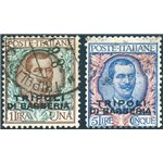 Uff. Post. all'Estero - Levante - Tripoli di Barberia - 1909 - 1 £ e 5 £ soprast n° 9-10. Cert.: Biondi. Cat. € 680 (U)