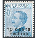 Uff. Post. all'Estero - Cina - Pechino - 1910 - Michetti 25 c. azzurro con soprast. “10 CENTS Pechino”, n° 28. Cat. € 60 (**)