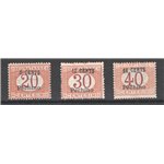 Uff. Post. all'Estero - Cina - Pechino - 1918 - Segnatasse soprast., serie n° 6/8. Cert.: Biondi. Cat. € 3.000 (**)